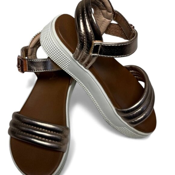 MIA Girls Metallic Bronze Sandals Size 13 Youth Adjustable Strap Summer Shoes - Picture 4 of 7